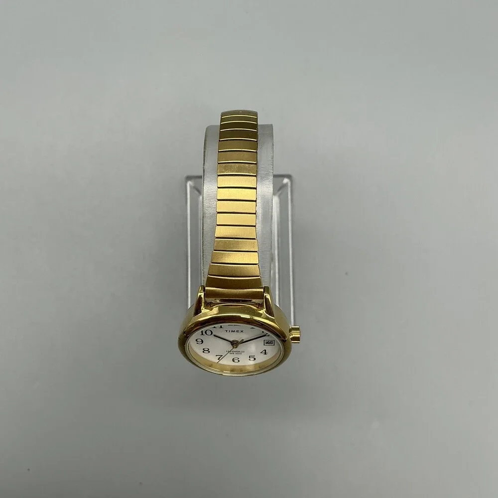 Timex Easy Reader Indiglo Womens Watch 25mm Gold Tone Date Stretch New Battery